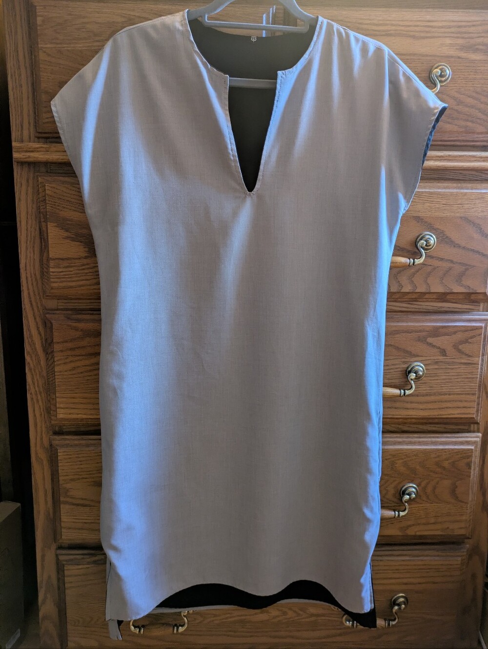 Women’s Light Gray Tunic Top with V Neck